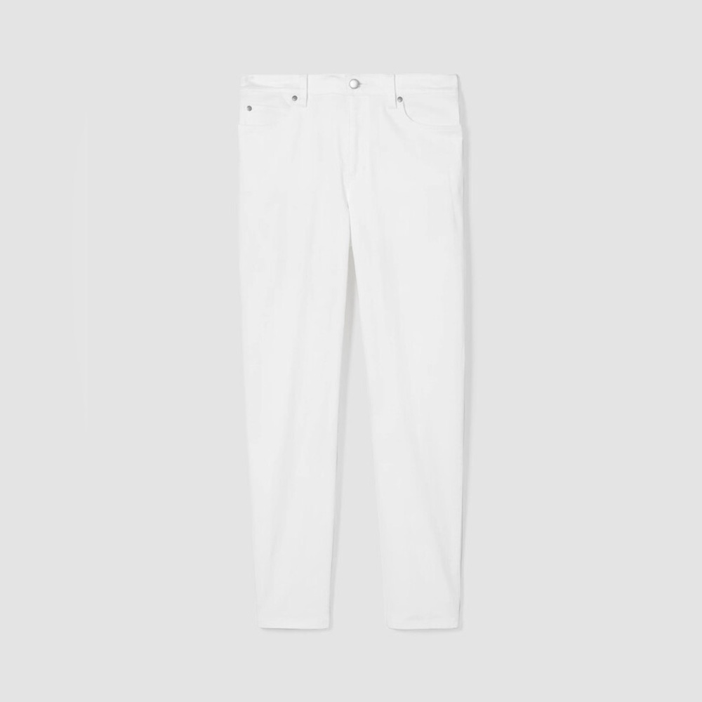 Eileen Fisher Organic Cotton Slim Straight Jeans Off White NWT Size XXS